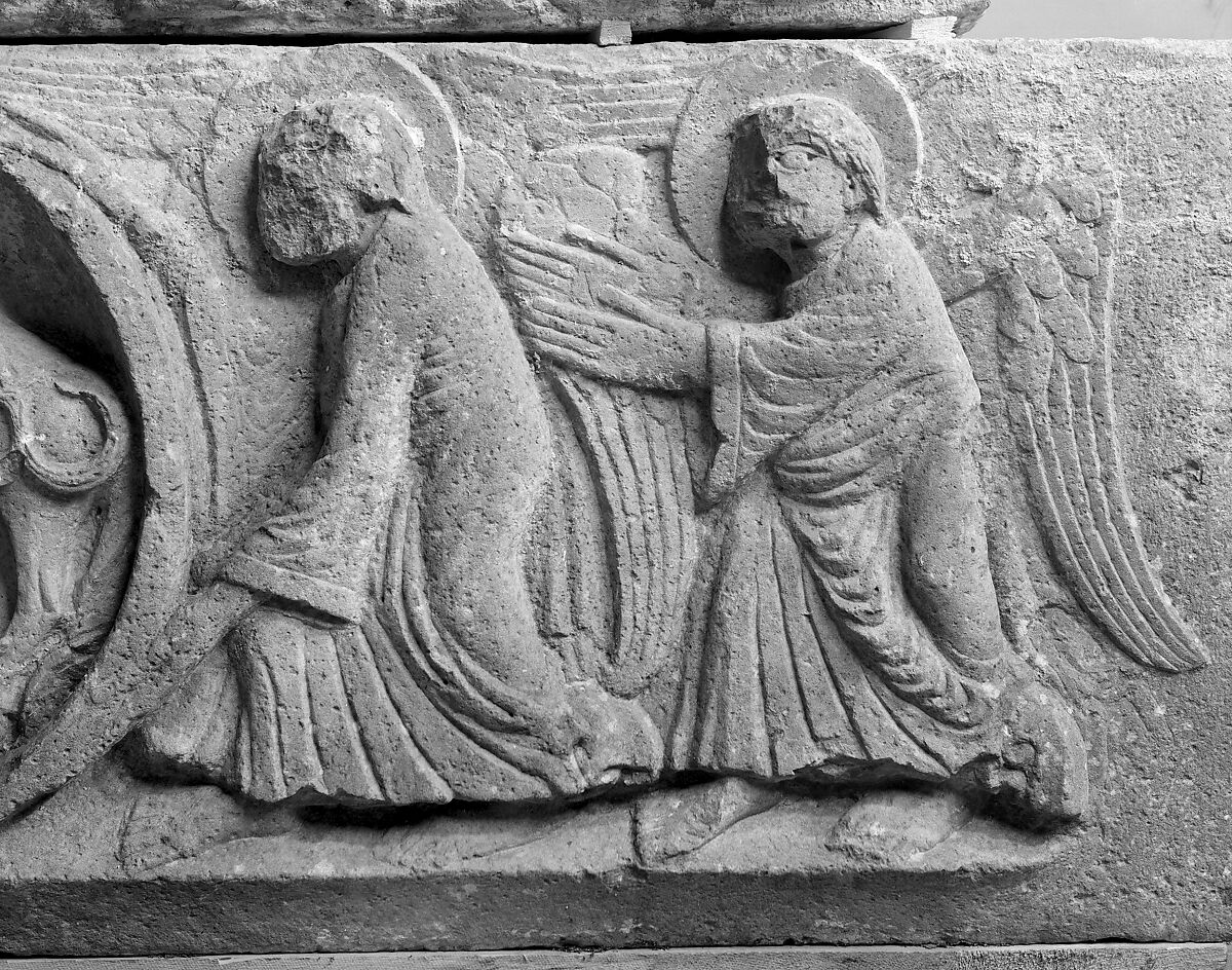 Lintel with Angels Supporting the Lamb of God, Limestone, Spanish