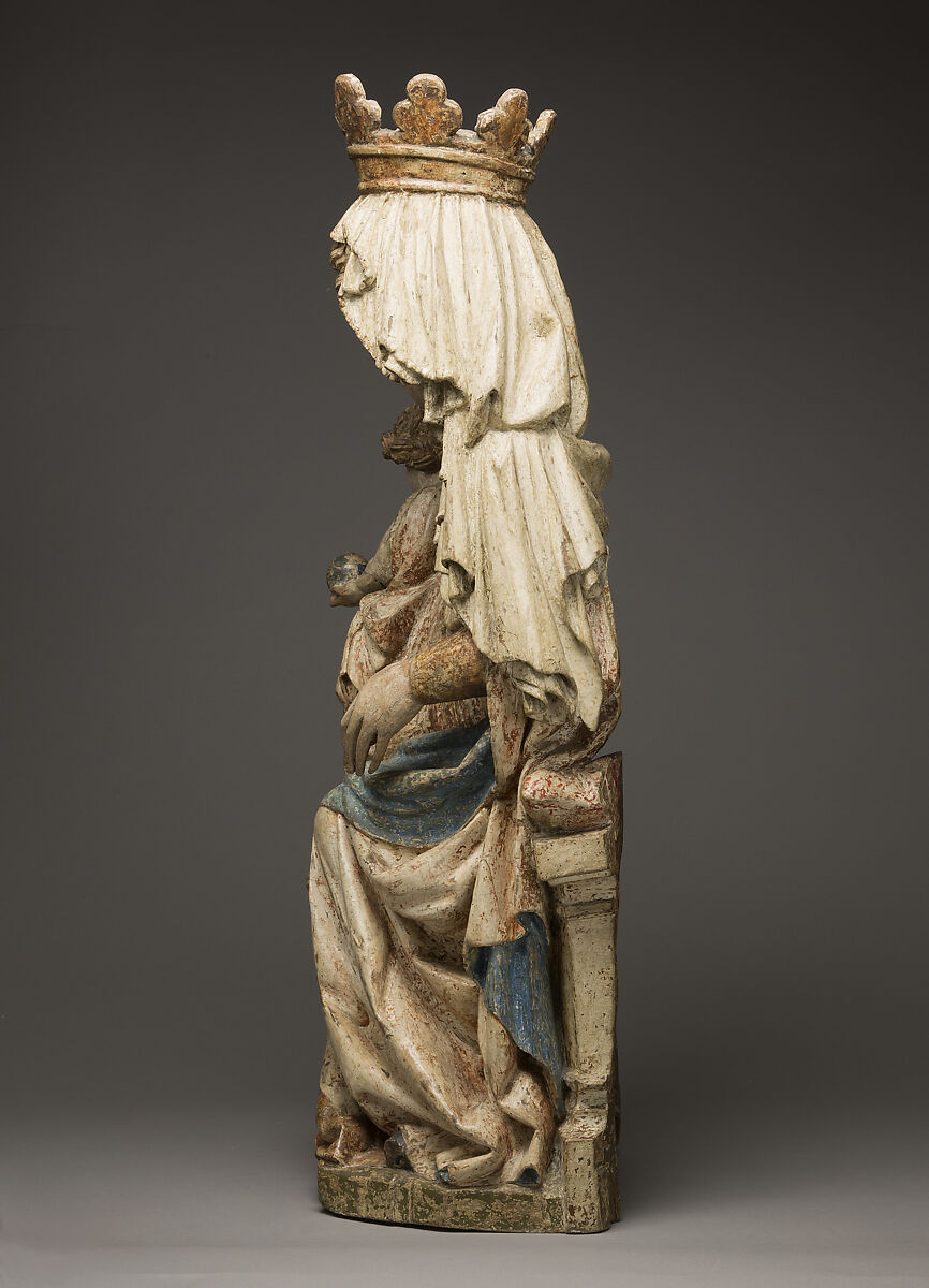 Enthroned Virgin and Child, Limewood with paint and gilding, Bohemian