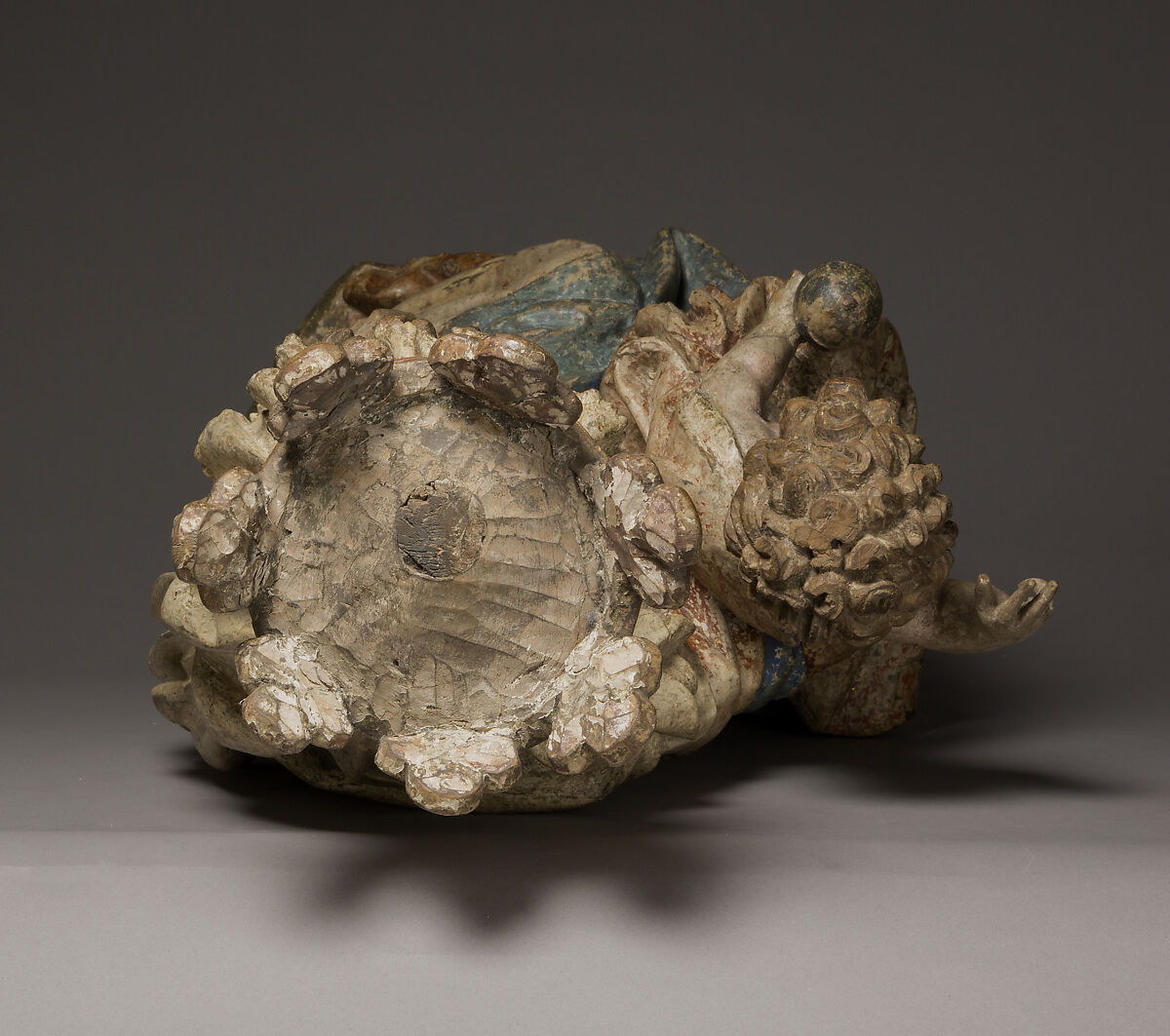 Enthroned Virgin and Child, Limewood with paint and gilding, Bohemian