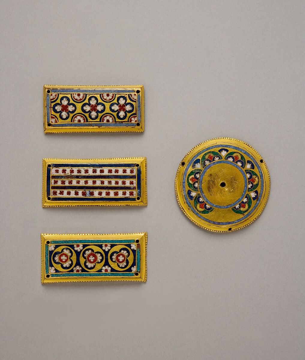Plaque from a Reliquary, Workshop of the Master of the Virgin Mary's Reliquary Casket (German, Aachen), Champlevé and cloisonné enamel, copper-gilt, German