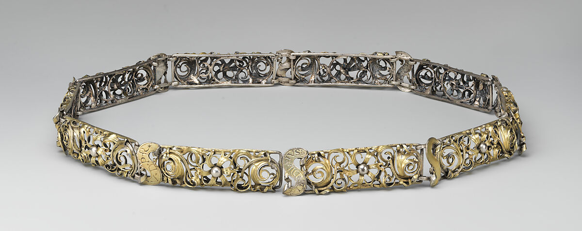 Fragment of a Belt, Silver, silver gilt, German 