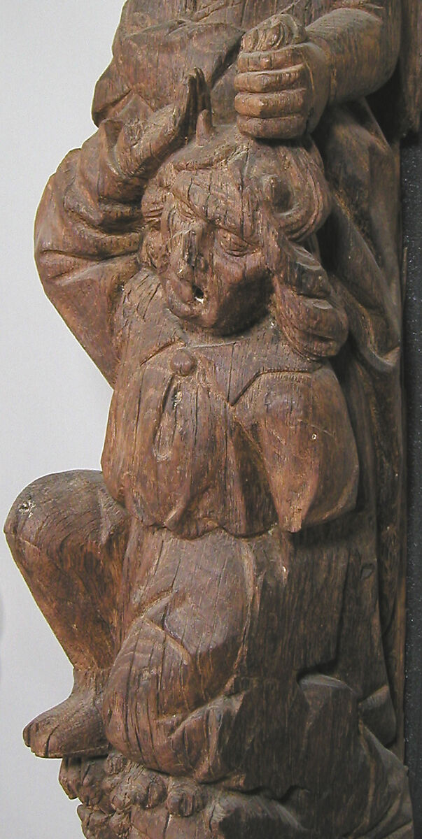 Architectural Support with Quarreling Figures, Oak, French