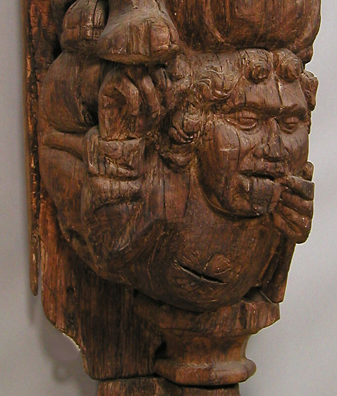Architectural Support with Quarreling Figures, Oak, French