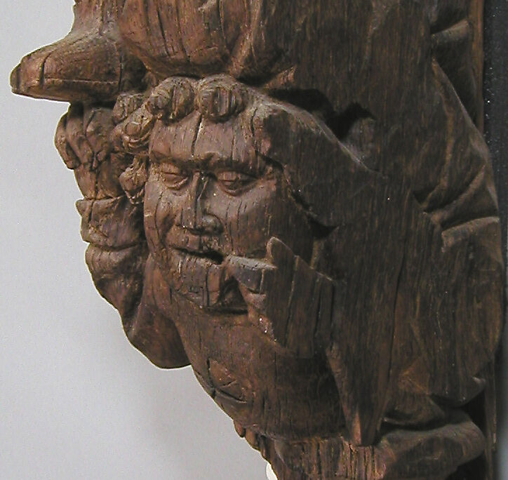 Architectural Support with Quarreling Figures, Oak, French