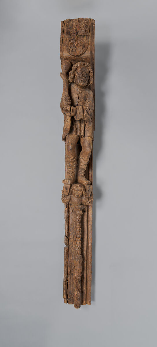 Architectural Support with a Peasant Holding a Club, Oak, French