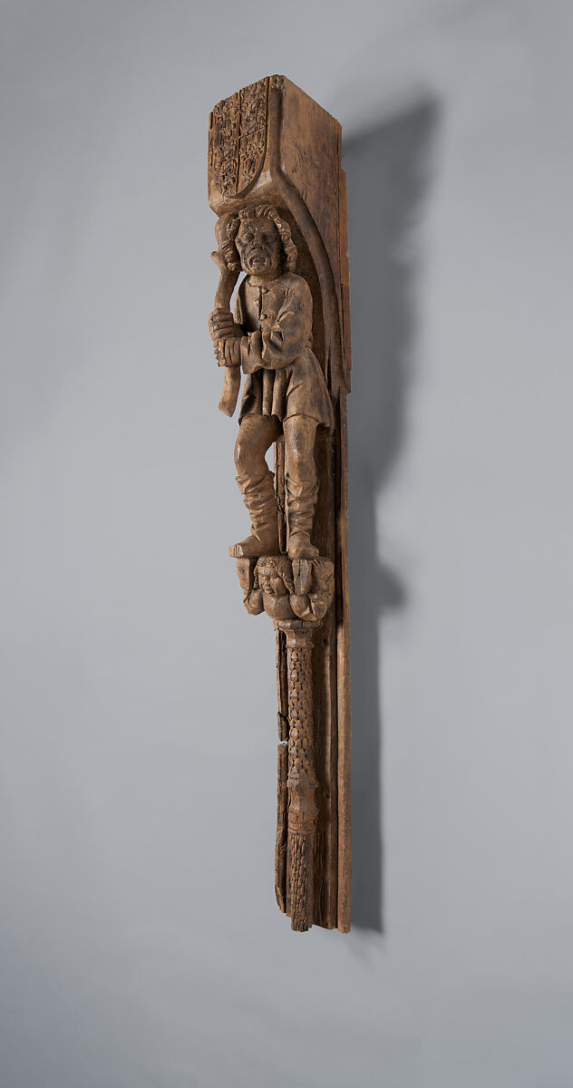 Architectural Support with a Peasant Holding a Club, Oak, French