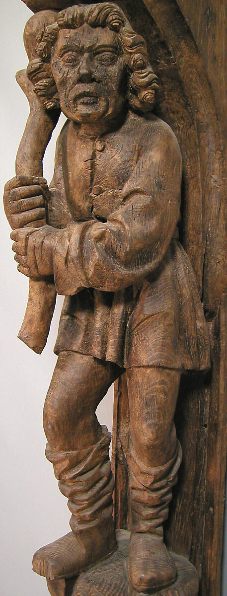 Architectural Support with a Peasant Holding a Club, Oak, French