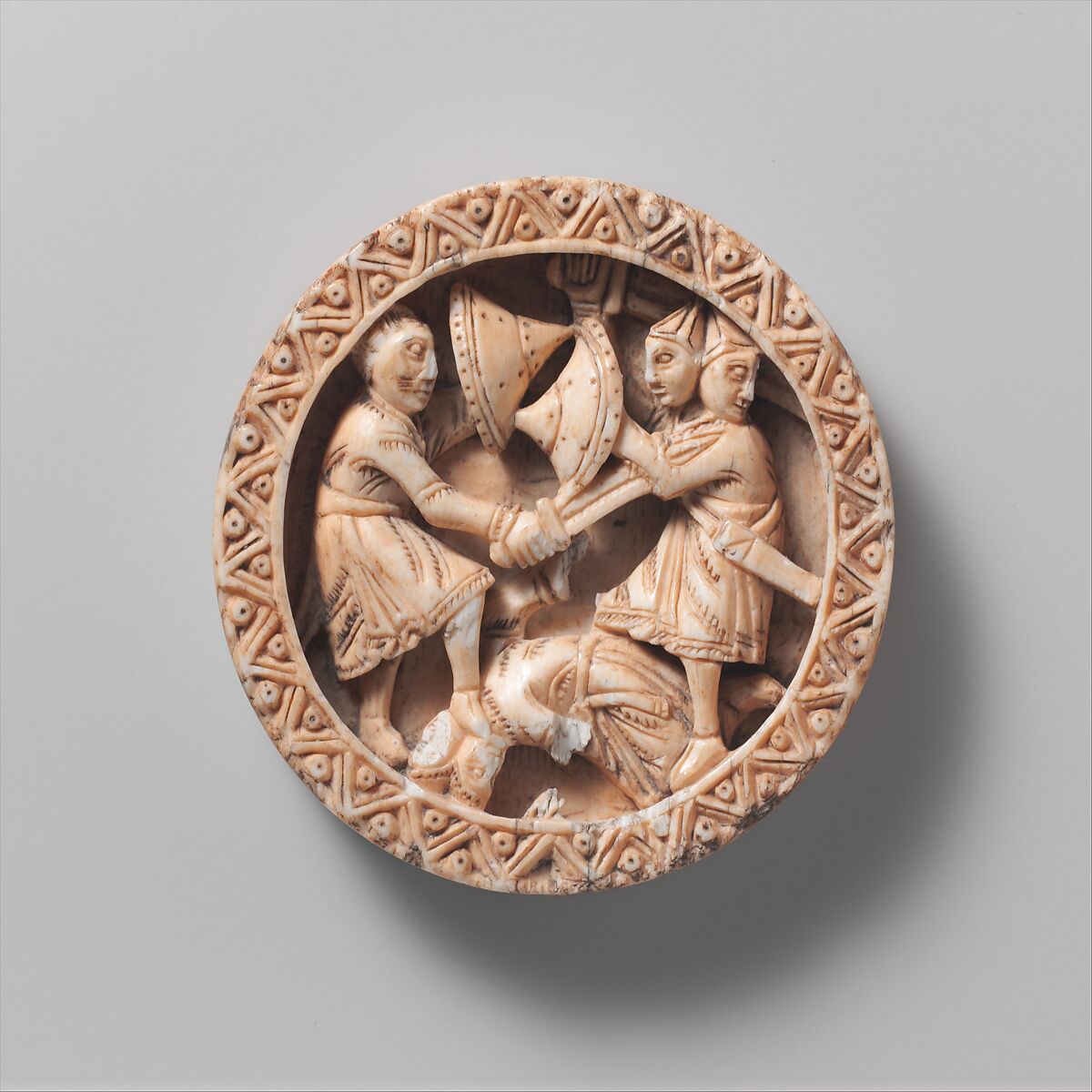 Game Piece with Hercules Slaying the Three-Headed Geryon, Ivory, German 