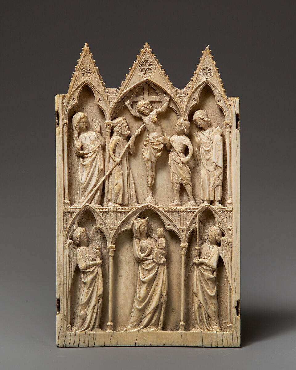 Central Panel of a Triptych, Ivory and paint, North French 