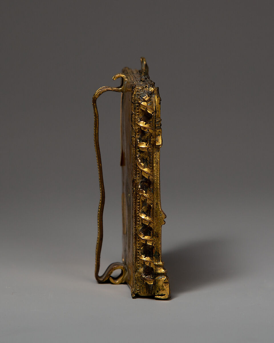 Pax with the Crucifixion, Elephant ivory and copper gilt, South German