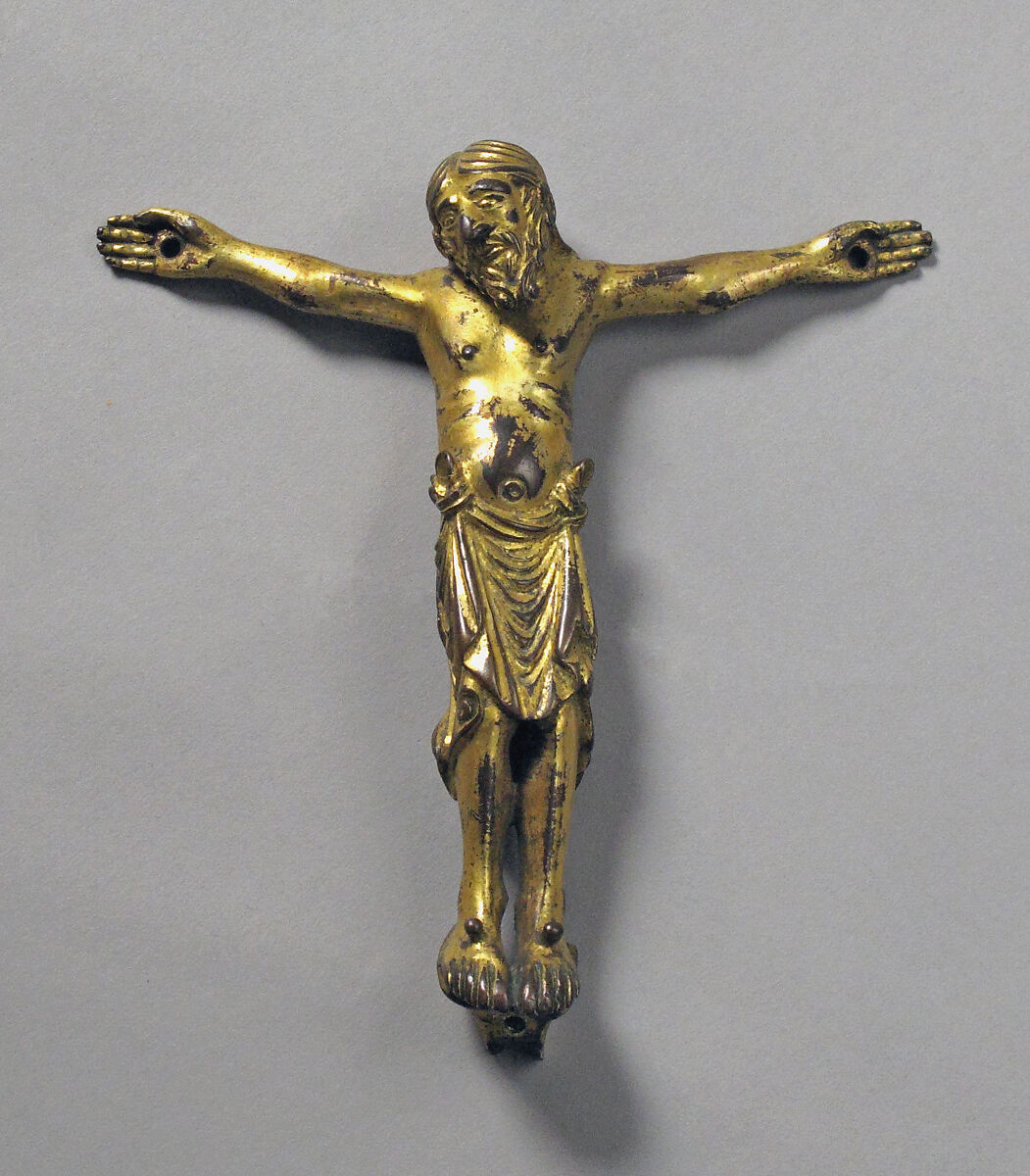 Crucified Christ, Copper alloy, gilt, German 