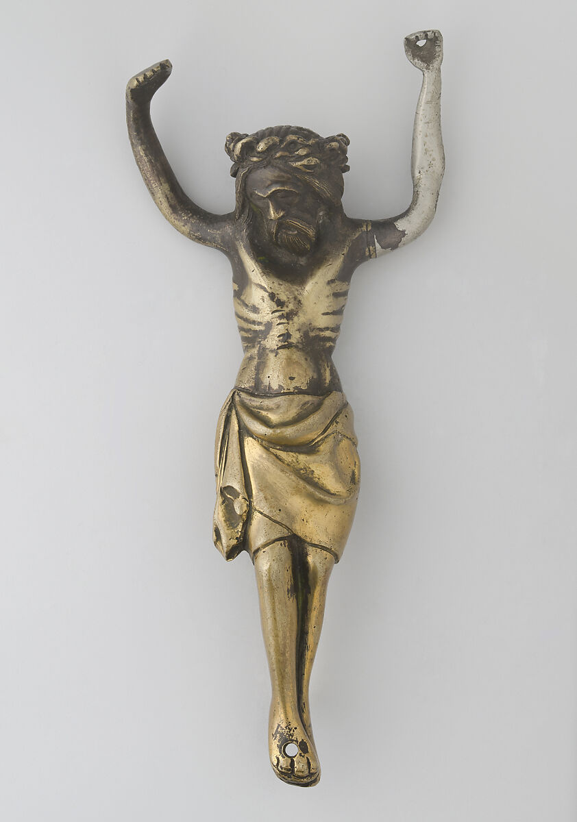 Crucified Christ, Copper alloy, gilt, South Netherlandish 