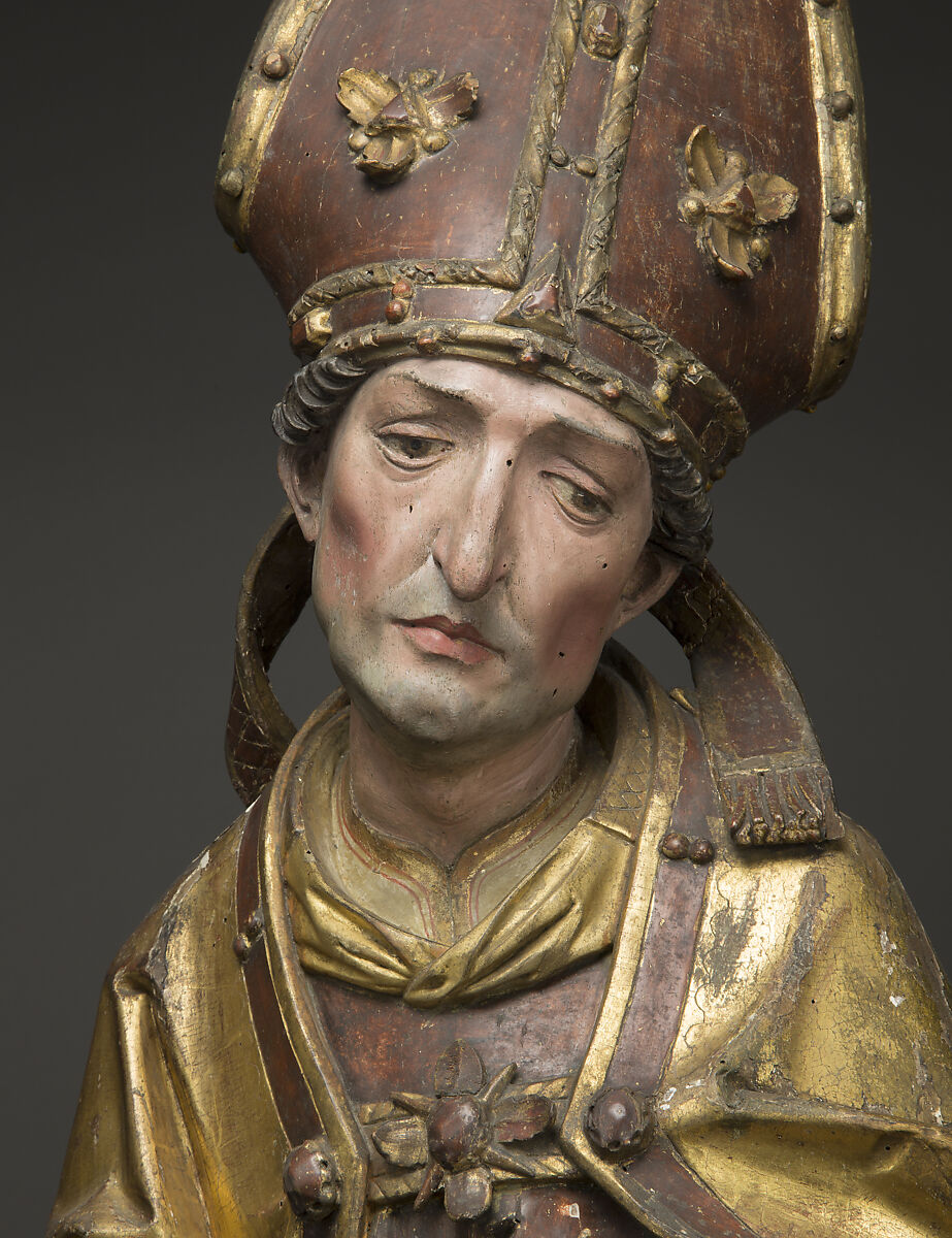 Standing Bishop, Workshop of Tilman Riemenschneider (German, 1460–1531), Limewood with paint and gilding, German