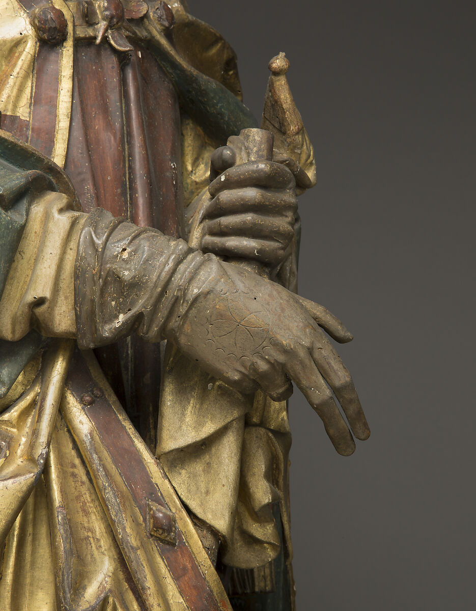 Standing Bishop, Workshop of Tilman Riemenschneider (German, 1460–1531), Limewood with paint and gilding, German