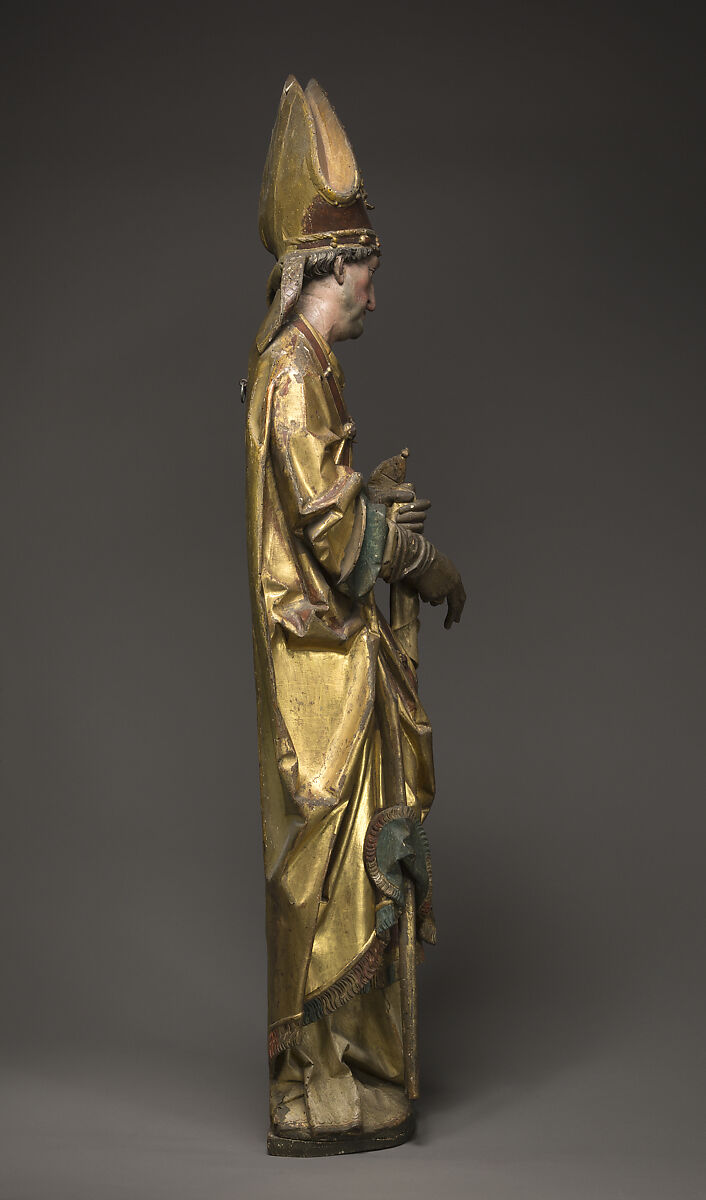 Standing Bishop, Workshop of Tilman Riemenschneider (German, 1460–1531), Limewood with paint and gilding, German