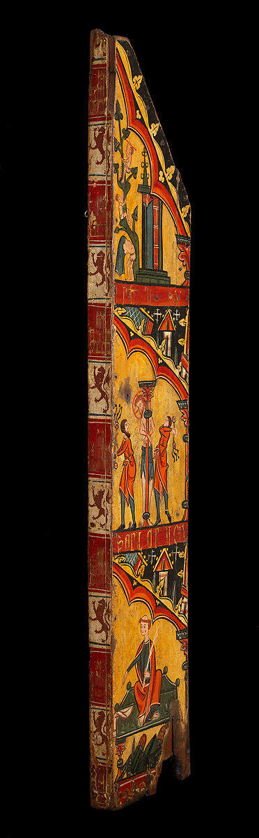 Scenes from the Life of Christ: Disrobing Youths from the Entry into Jerusalem, Flagellation, and Angel at the Sepulchre, Tempera on wood, Spanish