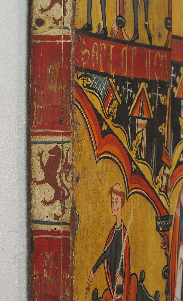 Scenes from the Life of Christ: Disrobing Youths from the Entry into Jerusalem, Flagellation, and Angel at the Sepulchre, Tempera on wood, Spanish