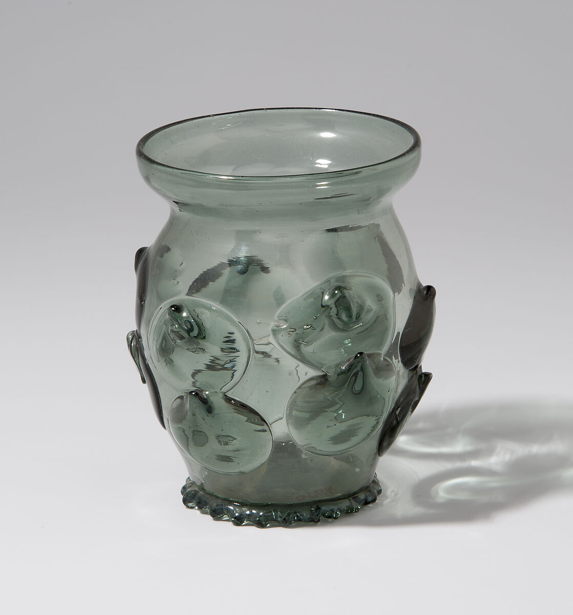 Beaker (Krautstrunk), Free-blown glass with applied decoration, German
