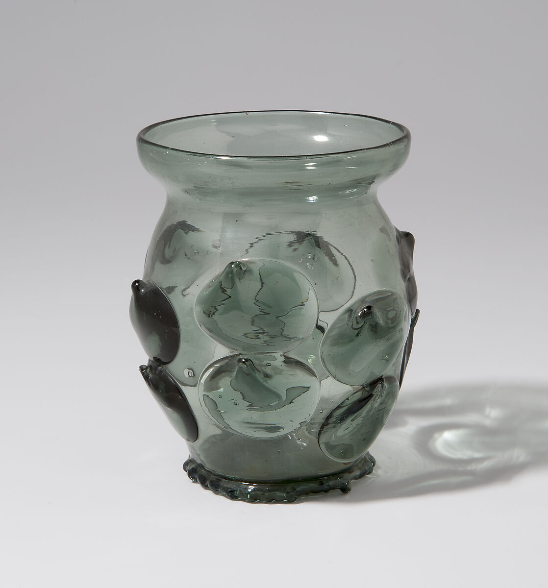 Beaker (Krautstrunk), Free-blown glass with applied decoration, German