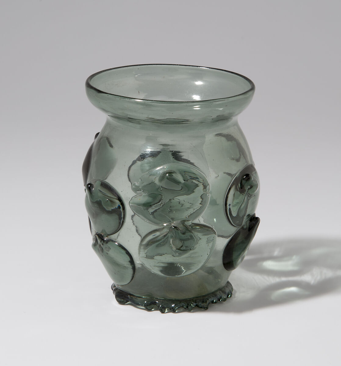Beaker (Krautstrunk), Free-blown glass with applied decoration, German