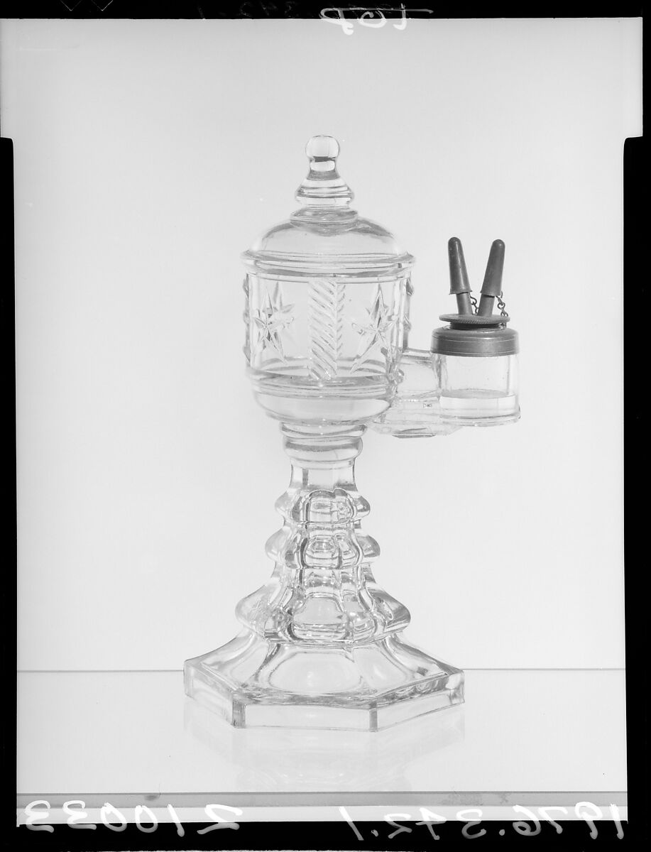 Lamp, Pressed glass, American 