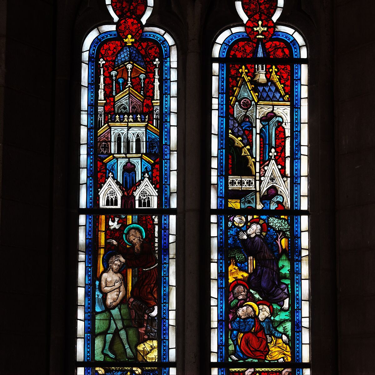 The Agony in the Garden, Pot-metal and colorless glass, vitreous paint and silver stain, Austrian