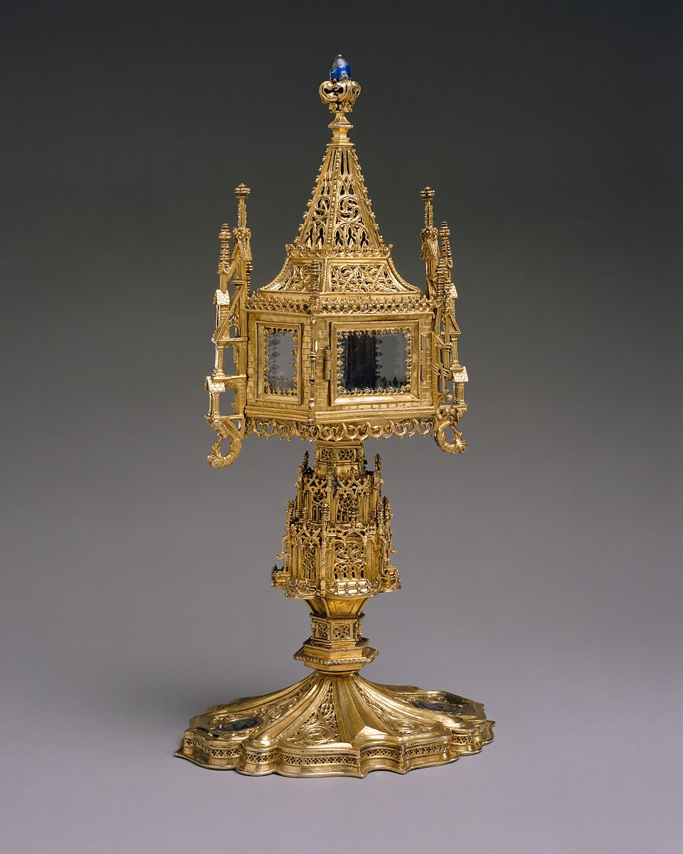 Monstrance, Silver, silver gilt, translucent and opaque enamels, rock crystal, Spanish
