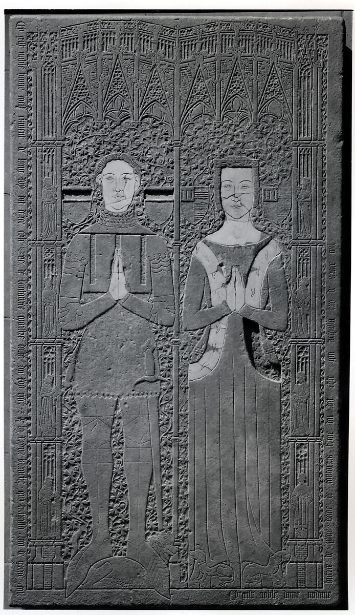 Tomb Slab, Limestone, inlaid with marble, French 