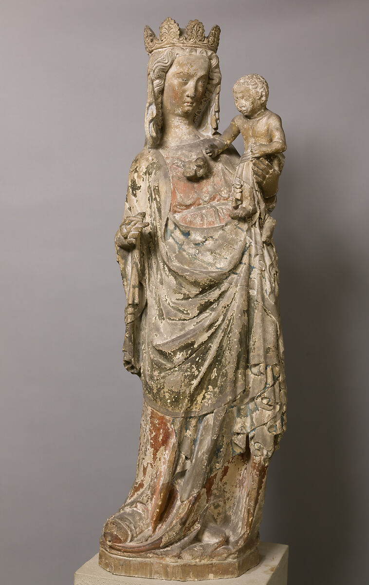 Virgin and Child, Limestone, paint, gilt, French