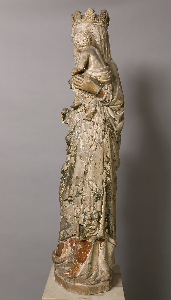 Virgin and Child, Limestone, paint, gilt, French