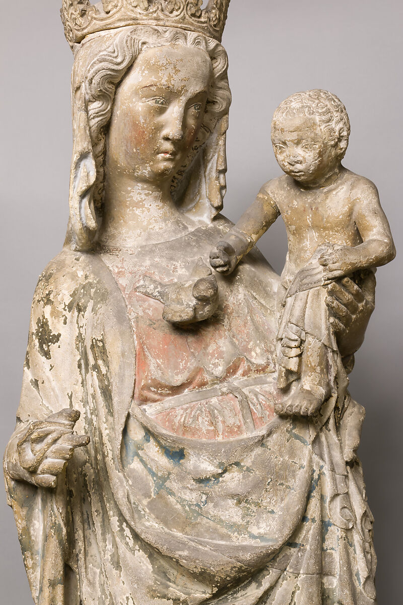 Virgin and Child, Limestone, paint, gilt, French