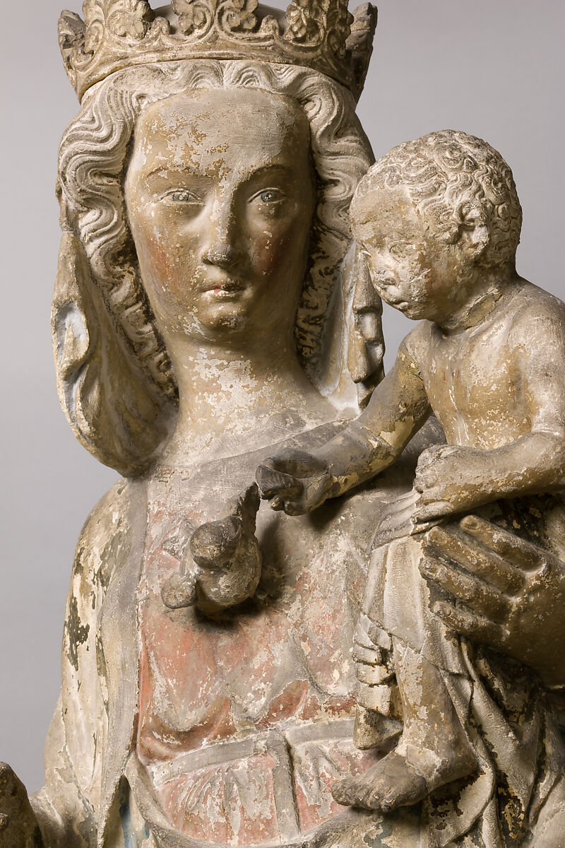 Virgin and Child, Limestone, paint, gilt, French