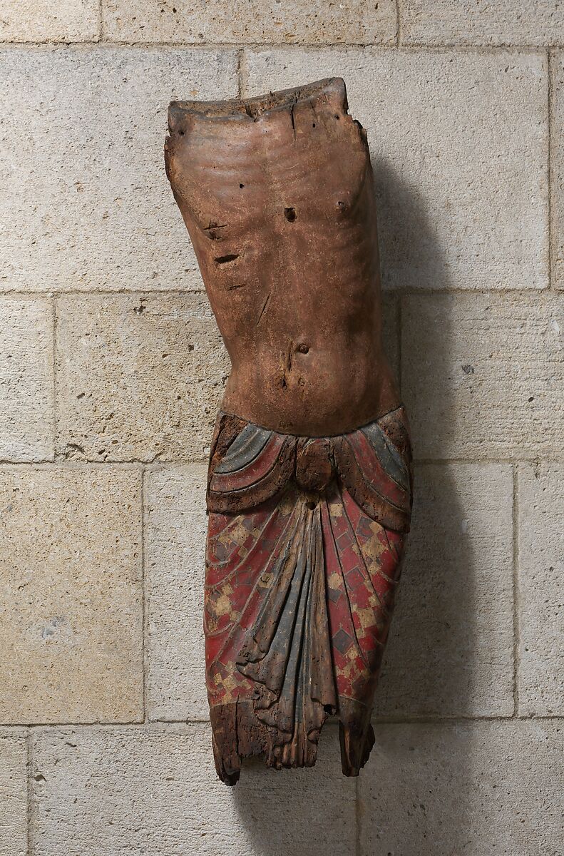 Torso of Christ, Poplar, gesso, paint, and metal leaf, French 