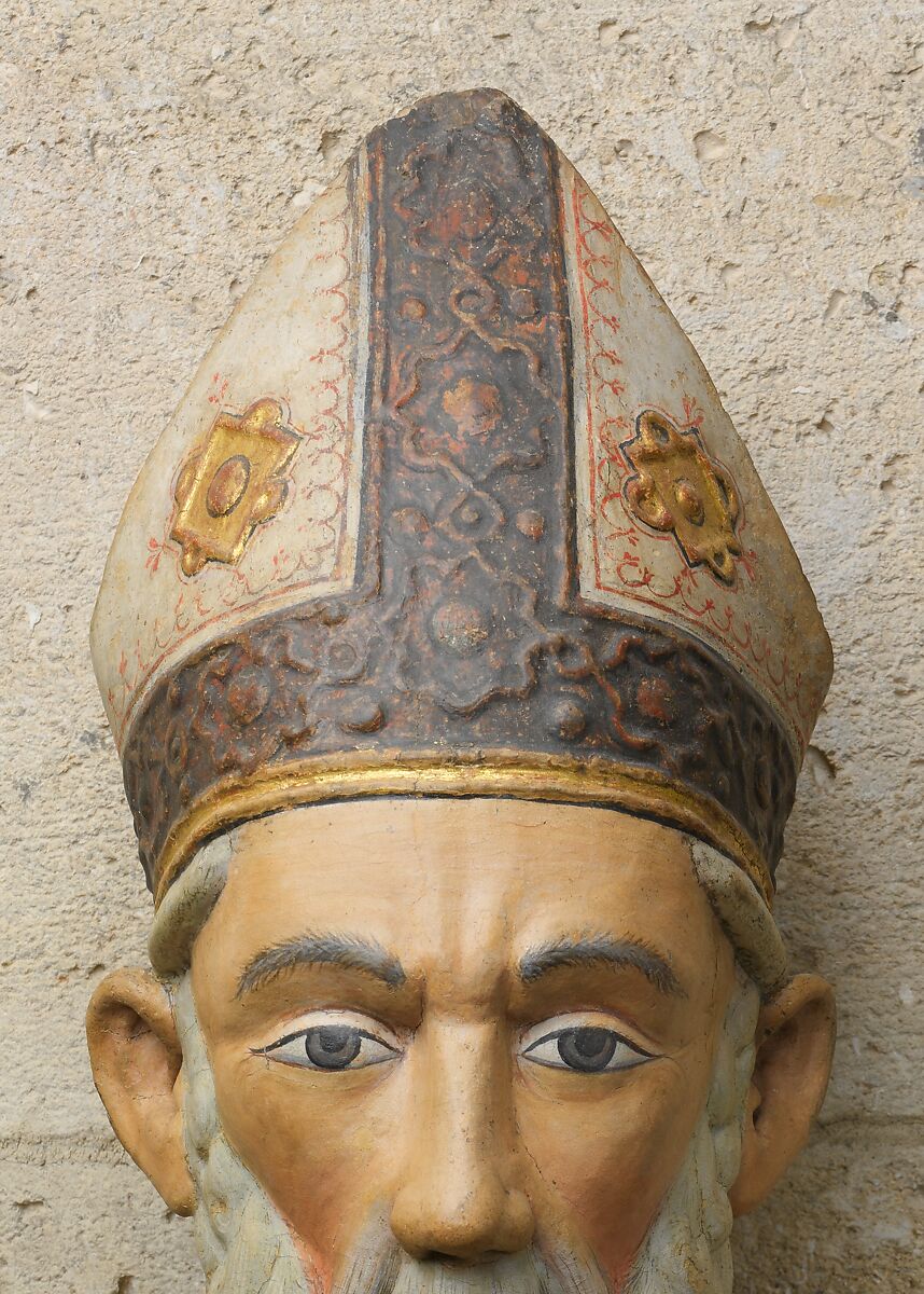 Blessing Bishop (Saint Nicholas of Bari), Poplar, with paint and gilding, Italian