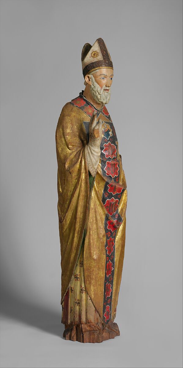 Blessing Bishop (Saint Nicholas of Bari), Poplar, with paint and gilding, Italian
