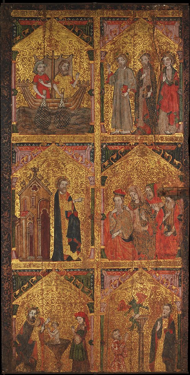 Scenes from the Life of Saint Andrew, Tempera on wood, gold ground, Spanish