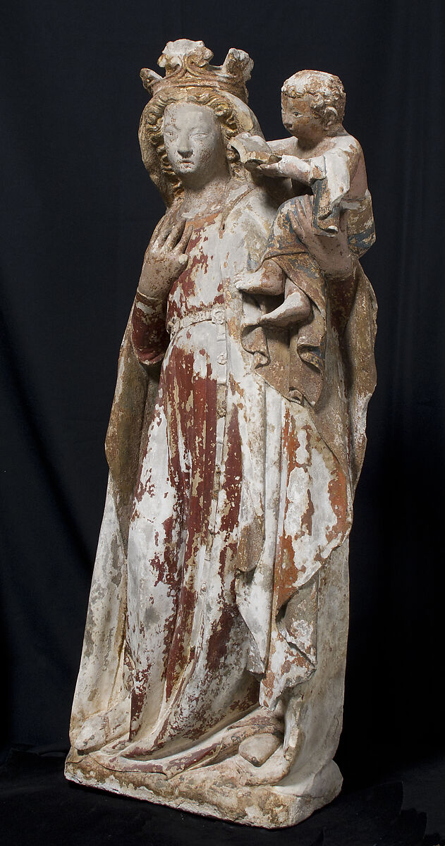 Standing Virgin and Child, Stone, paint, French