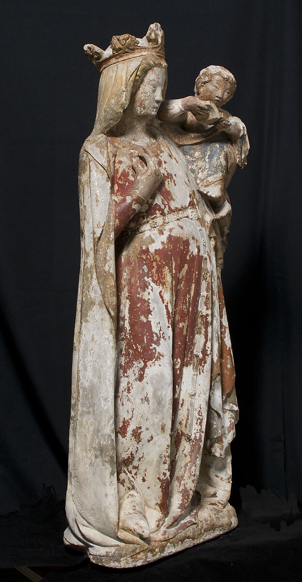 Standing Virgin and Child, Stone, paint, French