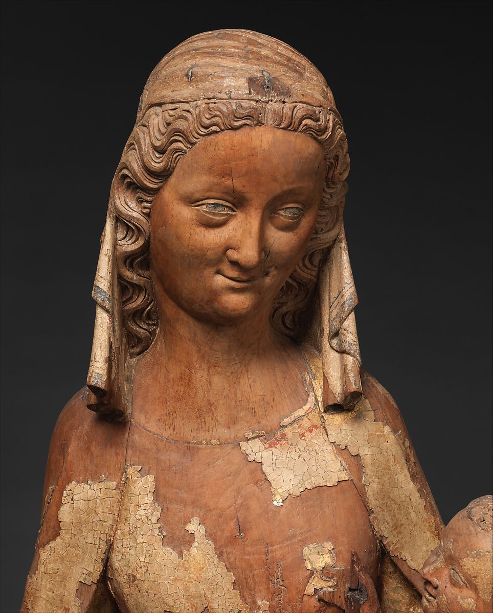 Seated Virgin and Child, Walnut with paint and gilding, French