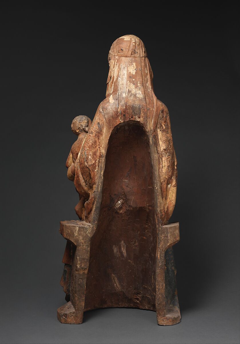 Seated Virgin and Child, Walnut with paint and gilding, French