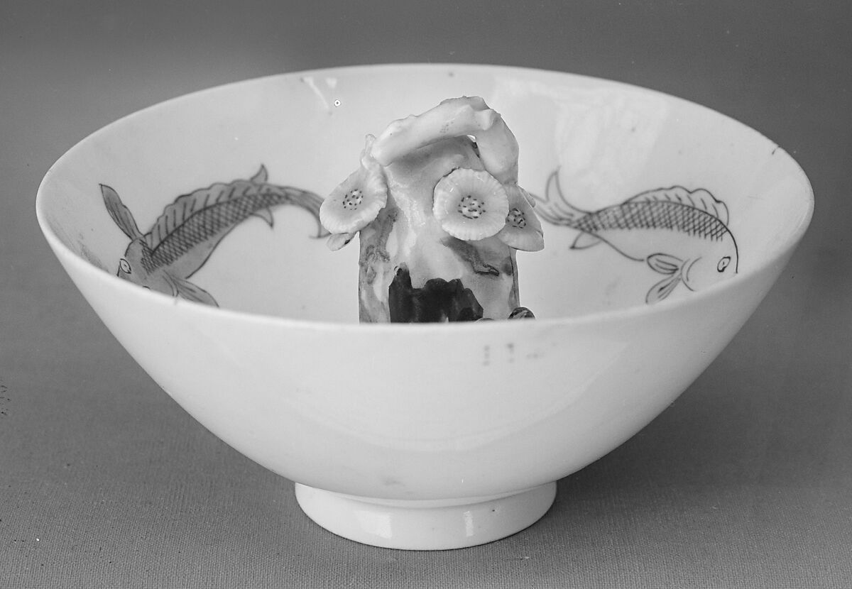"Trick" Bowl, Porcelain with relief projection, painted in overglaze polychrome enamels, China 