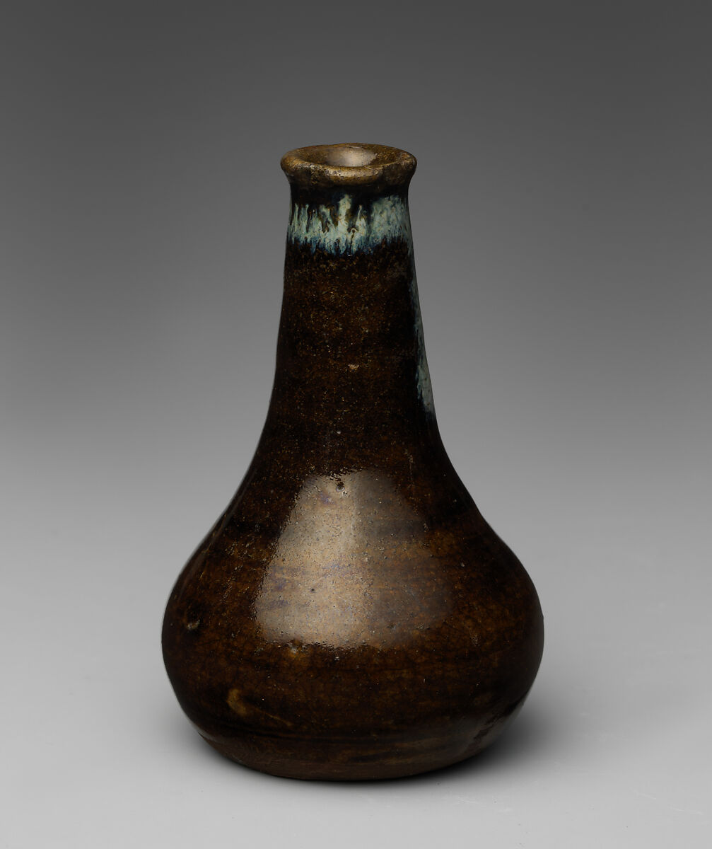 Miniature Vase, Pottery covered glaze (Bizen ware, Imbe style), Japan