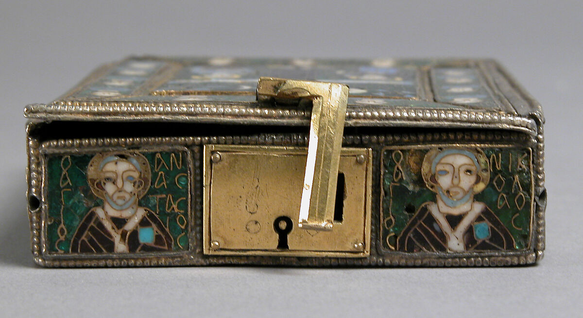 The Fieschi Morgan Staurotheke, Gilded silver, gold, enamel worked in cloisonné, and niello, Byzantine