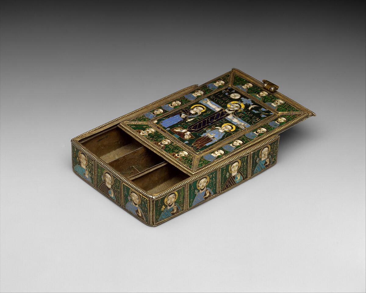 The Fieschi Morgan Staurotheke, Gilded silver, gold, enamel worked in cloisonné, and niello, Byzantine