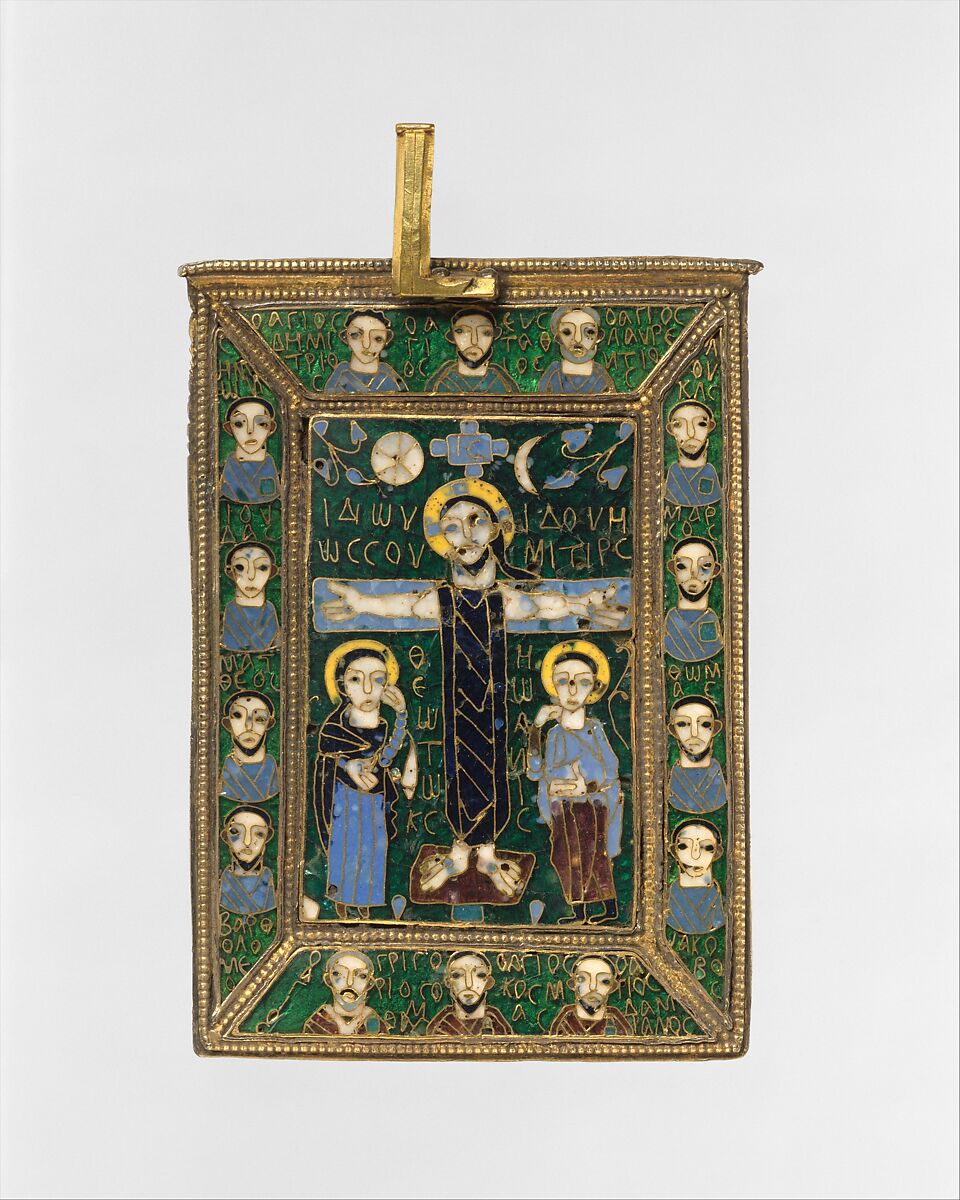 The Fieschi Morgan Staurotheke, Gilded silver, gold, enamel worked in cloisonné, and niello, Byzantine
