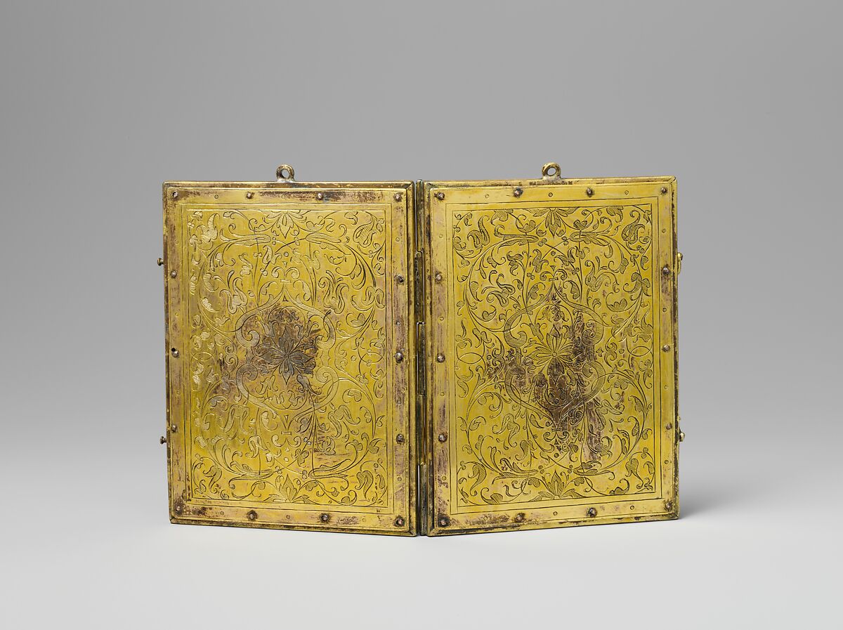 Devotional Diptych with the Nativity and the Adoration, Silver, niello, gilt copper alloy, French