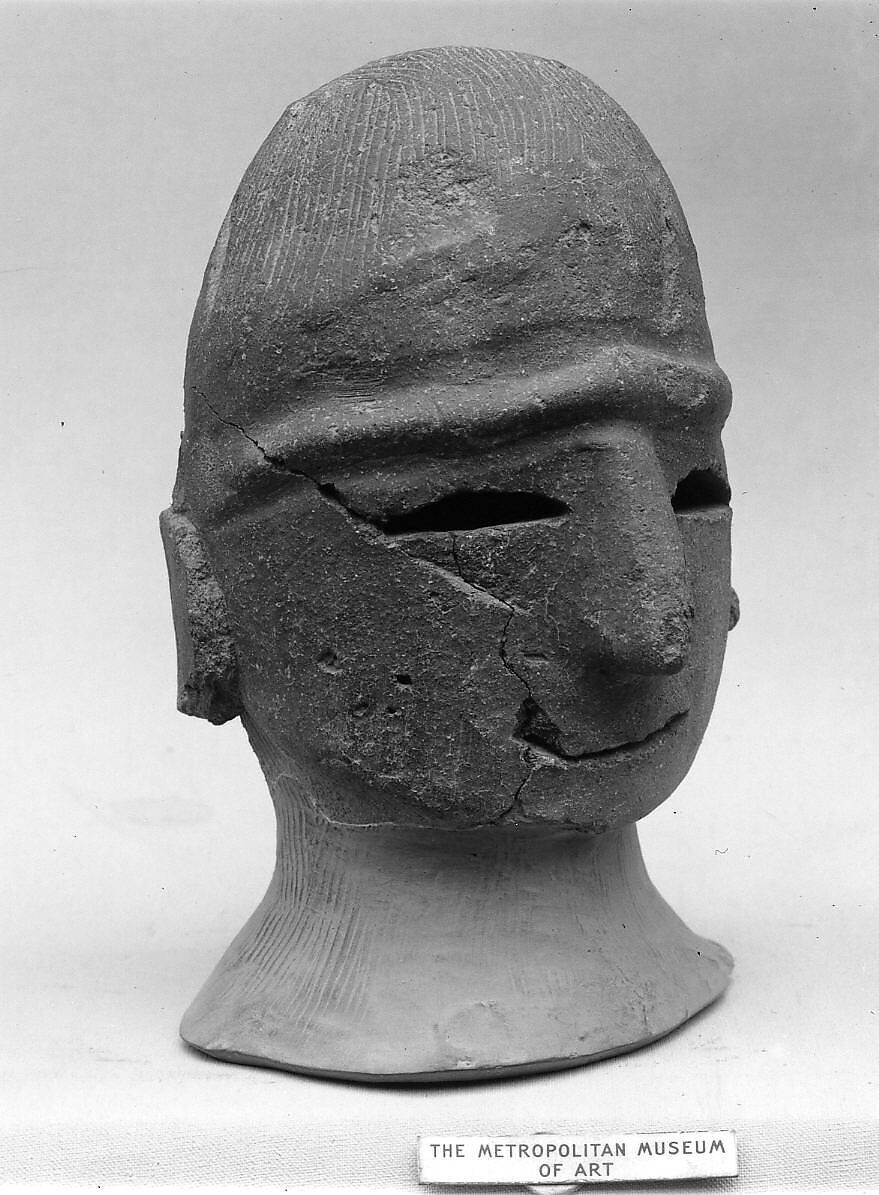 Head of a Male Haniwa Figure, Earthenware, Japan 