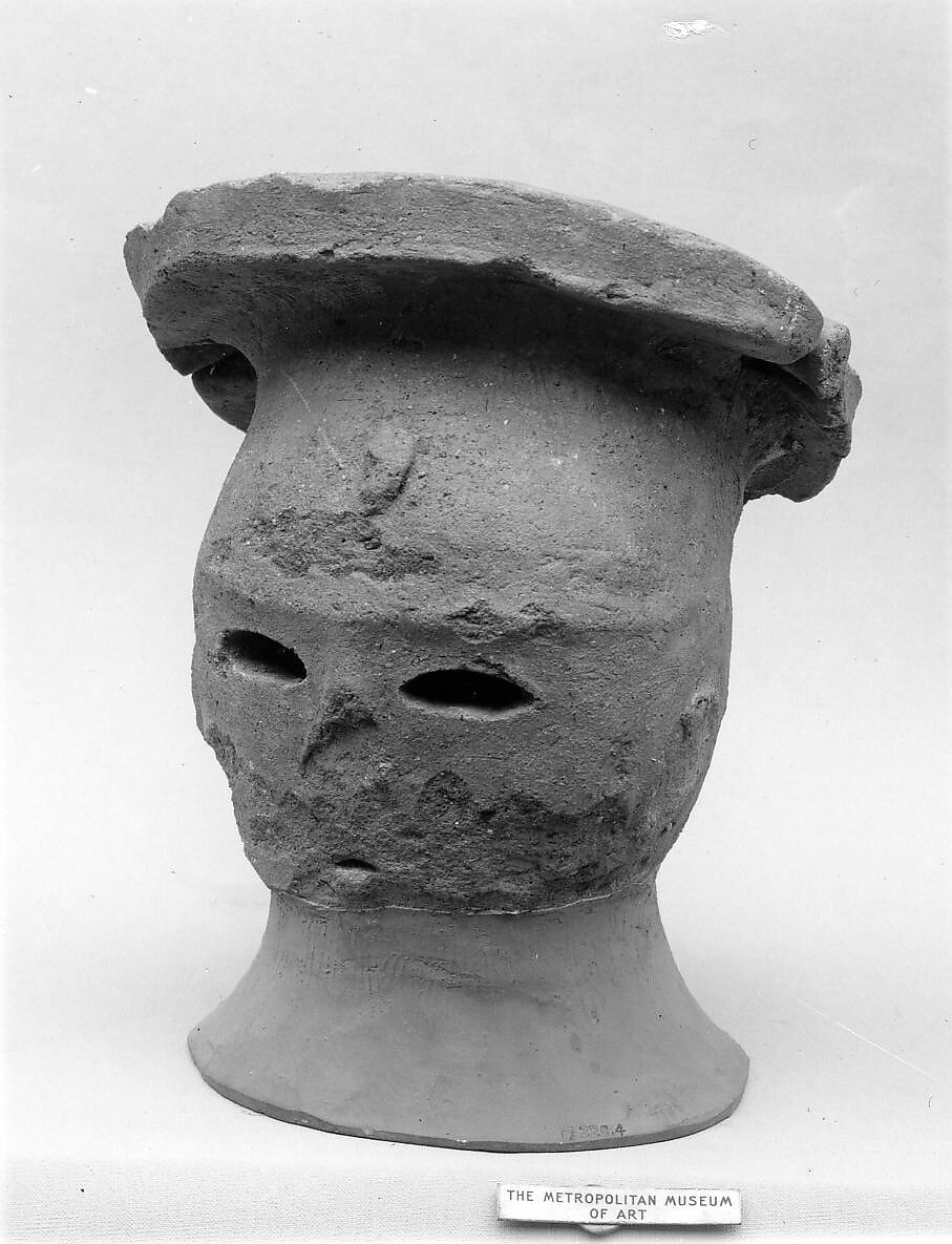 Head of a Female Haniwa Figure with Headdress, Earthenware, Japan 