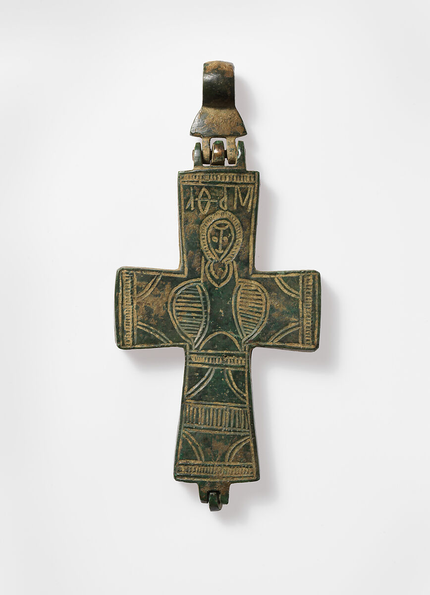 Reliquary Cross with Christ and the Virgin, Copper alloy, Byzantine 