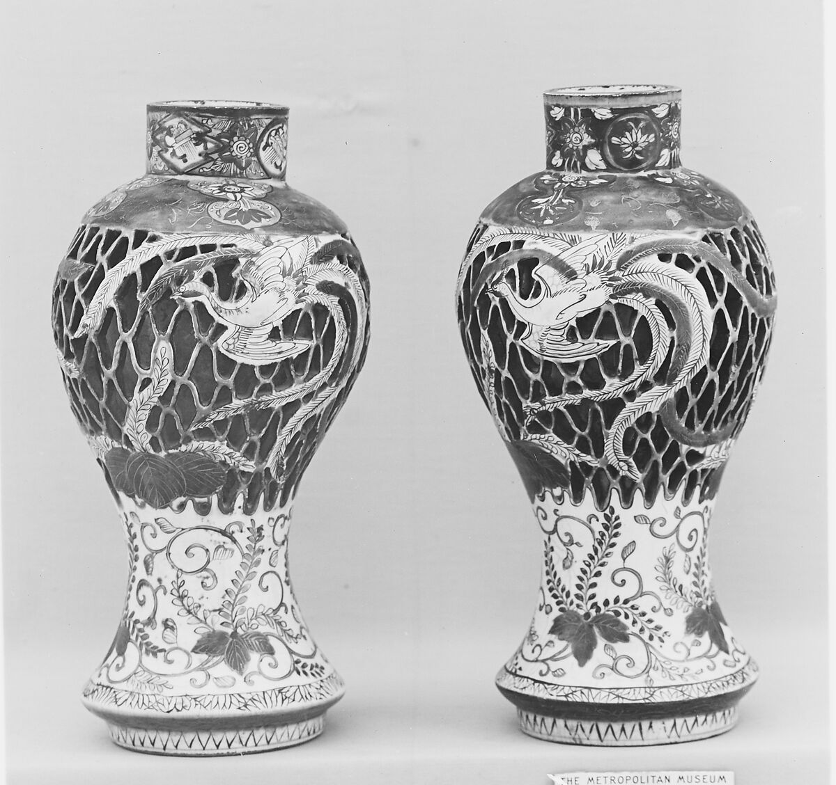 Vase, Porcelain with reticulated design and ornamentation in colors and gold (Arita ware, Imari type), Japan 